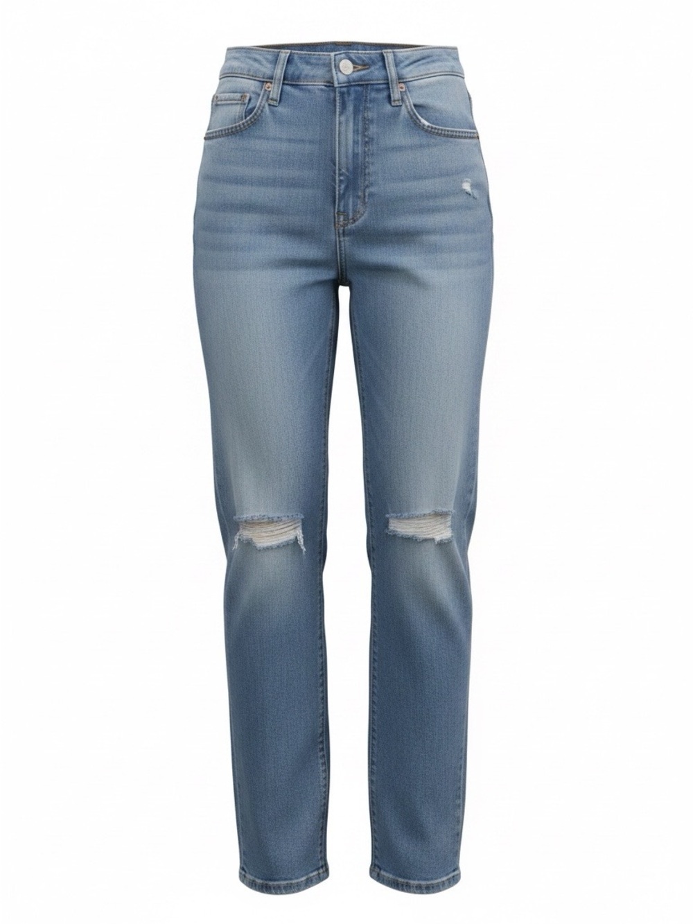 Light Blue High-Rise Straight Leg Women’s Jeans-Knee Rips-slim fit-size 26-NEW